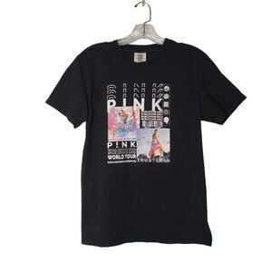 Pink World Tour 2023 Trust Fall Concert Black T Shirt Womens Size Small